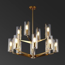 Safavieh Couture Lighting Collection Jennica Art Deco Glam Gold Glass Chandelier - £704.31 GBP