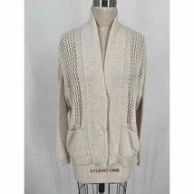 Margaret O&#39;Leary Lace Knit Shawl Collar Cardigan Sz S White 100% Cotton - £31.26 GBP
