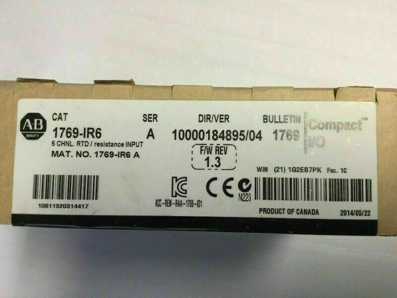 New Allen-Bradley 1769-IR6 CompactLogix 6-Ch RTD Input Module - $1,980.00