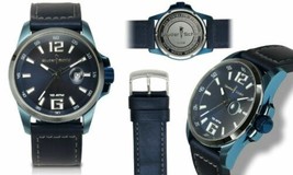 NEW Studer Schild 1538M Men&#39;s HOLLERITH Collection Blue Leather Fashion Watch - £33.26 GBP