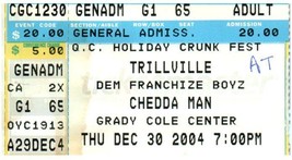 Chedda Man Trillville Ticket Stub December 20 2004 Charlotte North Carolina - £19.32 GBP