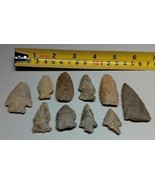 LOT 10 INDIAN ARROWHEADS SPEAR POINTS GUARANTEED AUTHENTIC DATED LABELED A9 - $214.70 CAD