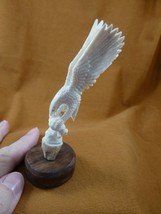 (EAGLE-W22) Eagle wings up perched shed ANTLER figurine Bali detailed ca... - $94.66
