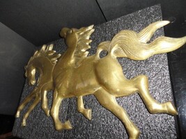 Solid Brass Running Horses Wall hanging Art Sculpture  Measures 20" L x 14" H image 5