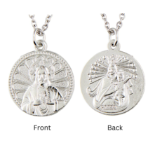 Scapular Necklace Two Sided Sacred Heart of Jesus &amp; Our Lady Mt. Carmel ... - $12.99