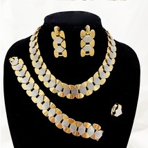 Gold Plated Necklace Earrings Bracelet Ring Jewelry Sets For Women Jewelry Set 2 - £54.98 GBP