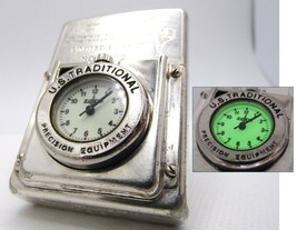 Windy Time Lite Light Pocket Watch Clock doesn&#39;t Work Zippo 1996 Fired Rare - £89.29 GBP