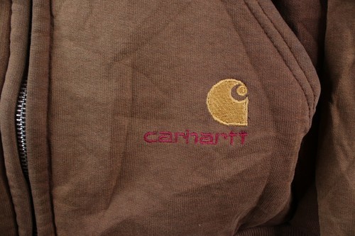 Vtg 90s Carhartt Mens XL Thrashed Spell Out Lined Heavyweight Hoodie Jacket USA Item image 4
