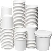 DHG 250 Sets 16 oz White Paper Food Containers Vented Lids To Go Hot Sou... - $73.50