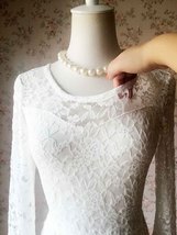 Ivory White Lace Maxi Dress Women Boho Wedding Custom Plus Size Lace Maxi Dress image 3