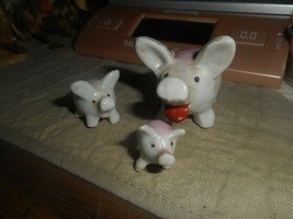 3 Pieces Ceramic Hollow PIGS/LONG NOSES/BIG EARS/MADE In Japan Stamped On Bottom - £16.02 GBP