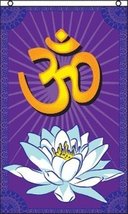 OM Flag 3x5 ft Sanskrit Prayer Hindu Hinduism Lotus Blossom India Aum NEW - £7.94 GBP