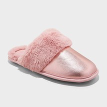 Auden Rae Pink Metallic Scuff Slippers MEDIUM 7/8 Indoor/Outdoor Faux Fu... - $17.99
