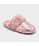 Auden Rae Pink Metallic Scuff Slippers MEDIUM 7/8 Indoor/Outdoor Faux Fu... - $17.99