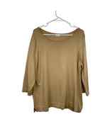 Talbots Cashmere Blend Sweater Tan Scoop Neck 3/4 Sleeve Soft Women Plus 1X - £35.86 GBP