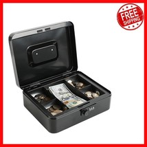 Large Steel Cash Box with Combination Lock, Organize Coins &amp; Cash Safely - $650.72 MXN