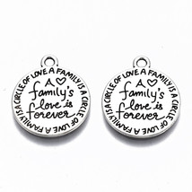 5 Quote Charms Antiqued Silver Inspirational Family Pendants Circle Of Love 20mm - £4.34 GBP