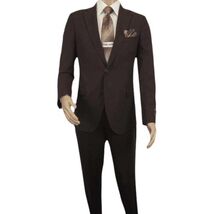 Men Suit BERLUSCONI Turkey 100% Italian Wool Super 180's #Ber30 Brown/Burgundy image 2