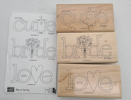 Stampin&#39; Up Big on Spring set of 3 Stamps Baby Bride Love Junk Journalin... - £8.03 GBP