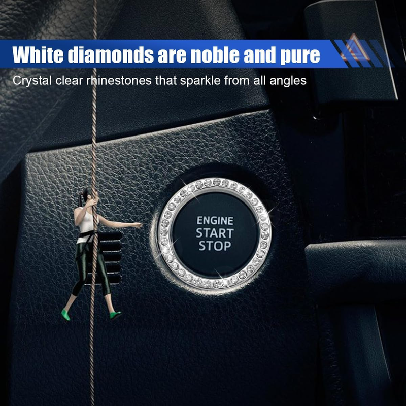 Bling Car Engine Start Stop Decoration Ring, Crystal Rhinestone Key Ignition Sta Item image 4