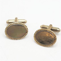 Vintage Gold Tone Oval Cuff Links Pair  - £11.67 GBP