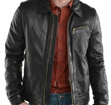 Leather Jacket Men S Biker Genuine Real Motorcycle Vintage Slim Fit Coat - £142.30 GBP