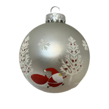 Vintage G and D Glass Ball Christmas Ornament Painted Santa Glitter Frosted 3.5&quot; - £6.76 GBP