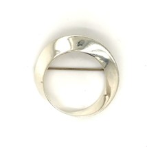Vintage Signed Sterling James Avery Polished Modern Mobius Round Loop Pin Brooch - £75.64 GBP