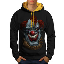 Wellcoda Creepy Horror Clown Scary Mens Contrast Hoodie, Mad Casual Jumper - £31.09 GBP