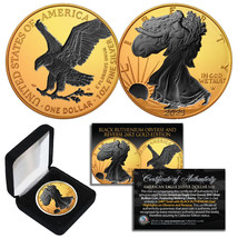 2023 1 oz .999 Silver American Eagle US Coin 24K Gold Gilded w/ Black Ruthenium - £66.52 GBP