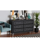 Naylor Black Faux Leather Upholstered Dresser, 6-Drawers - $14,087.95 MXN