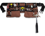 11 Pocket Brown and Black Heavy Duty Construction Tool Belt - Work Apron - $24.06