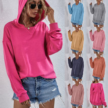 Women&#39;S Hoodie Sweatshirt Sports Casual Candy Color Long Sleeve Tops Clothes - £29.97 GBP