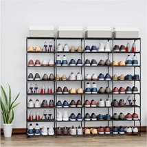Large Capacity 4 Rows 8 Tier Metal Shoe Rack For 56-64 Pairs Of Shoes An... - £57.25 GBP