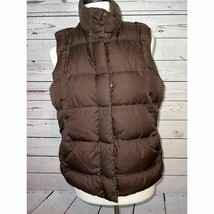 Eddie Bauer Goose Down Jacket MP Puffer Quilted Vest Medium Petite Brown - $32.22