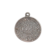 Mexican Sterling Silver Aztec Mayan Sun Calendar Pendant - $48.95