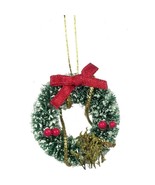 Christmas Snow Wreath IM65276 Berries - Bow Dollhouse Miniature - £2.20 GBP