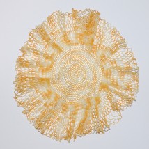  Vintage Crochet Cotton Lace Orange Yellow White Round Doily Mat 14&quot; - $11.85