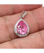 Pink Cubic Zirconia Necklace, 925 Sterling Silver, Topaz, Gemstones, Nec... - £20.82 GBP