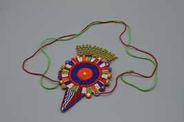 Indigenous Beaded Necklace Leather Medallion BC Native First Nations Ceremonial - £152.20 GBP