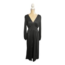 Anthropologie Hutch Wide Leg V Neck Jumpsuit Size S Small Black Long Sleeve - £59.52 GBP