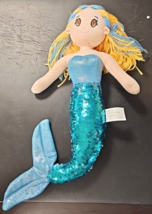 MERMAID Plush 18&quot; Stuffed Doll By Fun Stuff Blonde with Blue Streaks Sequins - £8.73 GBP