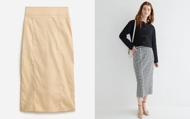 New J Crew Women Midi Pencil Skirt Gingham Black Brown Stretch Linen Back Slit 4 - £39.95 GBP