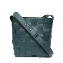 Design Fashion Pu Leather Crossbody Bag For Women Handmade Woven Bucket Handbags - £44.93 GBP
