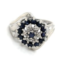 10k White Gold Diamond and Sapphire Ring 3.8g Size 6.75 - $664.13 CAD