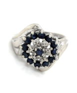 10k White Gold Diamond and Sapphire Ring 3.8g Size 6.75 - $664.84 CAD