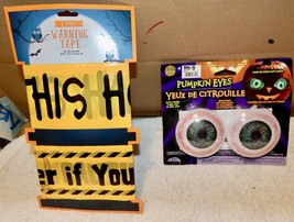 Halloween Pumpkin Eyes &amp; Warning Tape Fade In/Fade Out Light Timer NIB 260O - $10.99