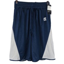 Mens Medium Reversible Basketball Shorts Blue Gray Russell No Pockets - $17.00