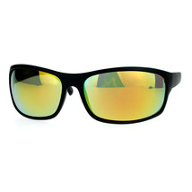 Gafas de Sol Hombre Escudo Ovalado Rectangular Marco Plástico Color Lente Espejo - £7.74 GBP