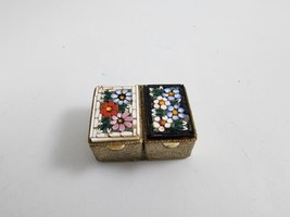 Antique Micro Mosaic Patch Double Hinged Trinket Pill Box Italy - £27.82 GBP